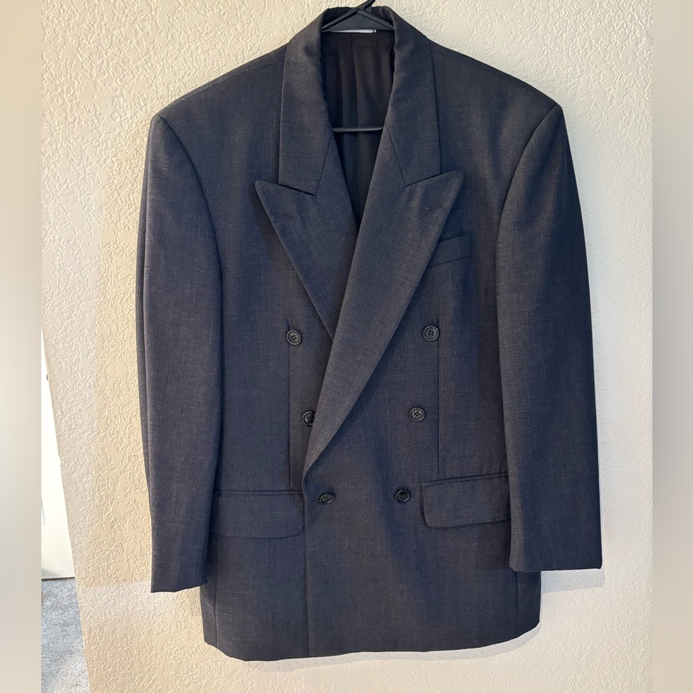 Yves Saint Laurent Gray Double-Breasted Suit Jacket